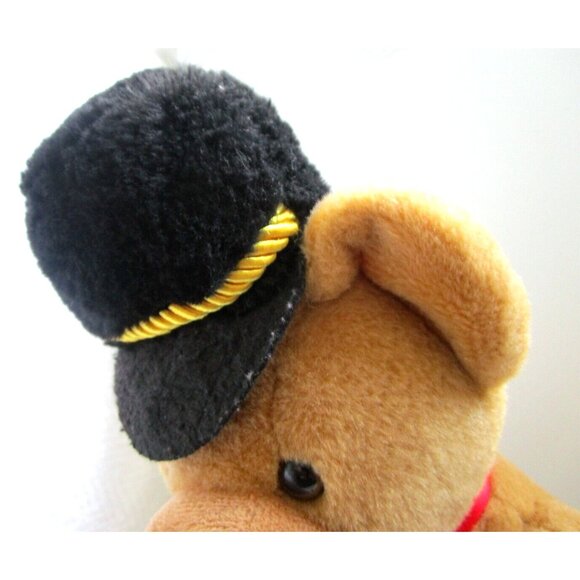F.A.O. Schwarz Plush Stuffed Brown Sitting Teddy Bear Ribbon Black Hat Red Logo - Picture 5 of 13